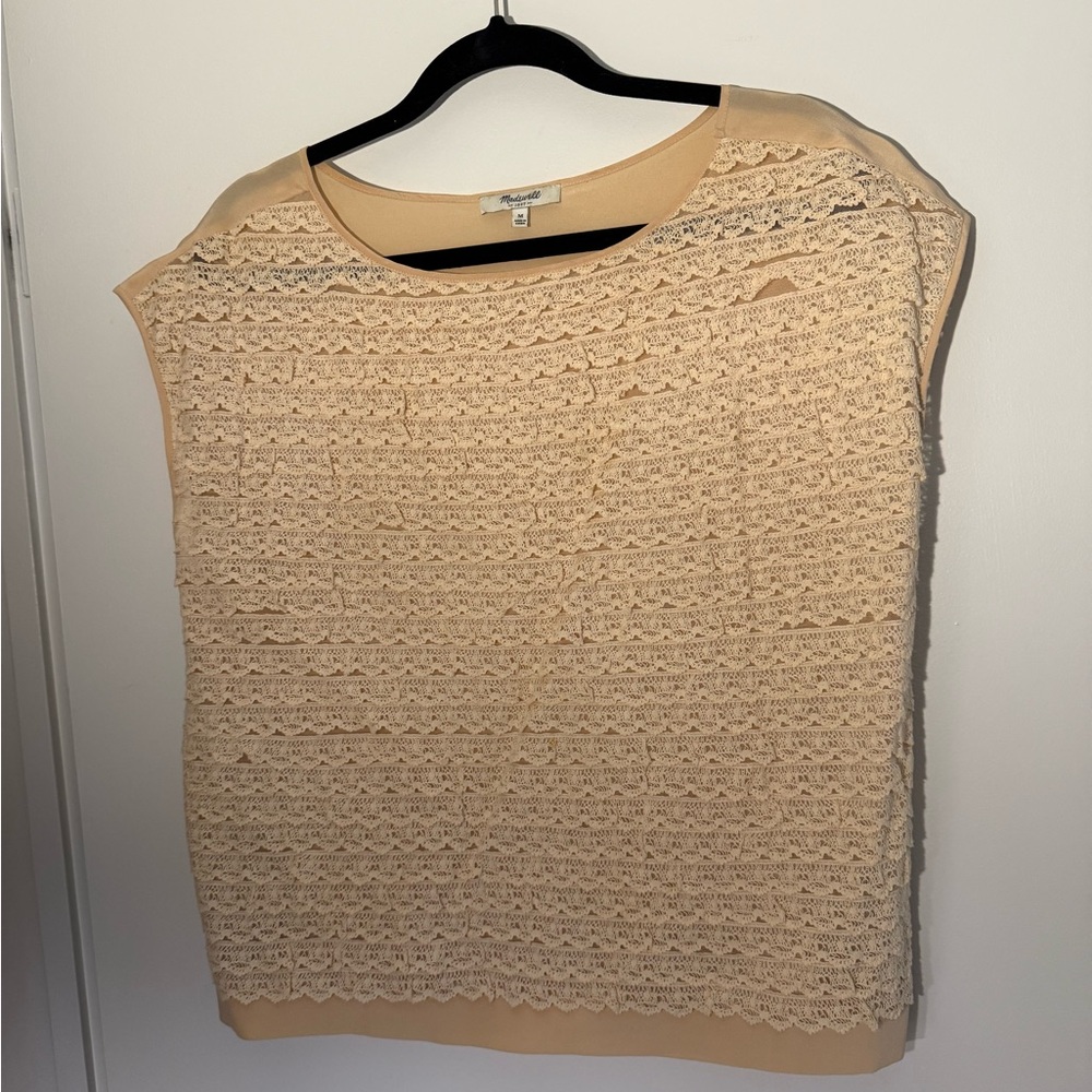Madewell Beige Lace Blouse